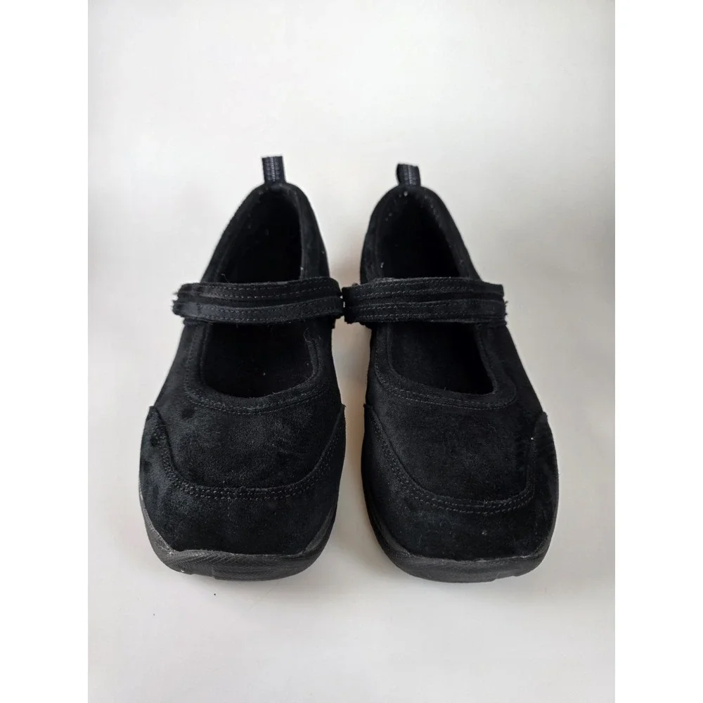 LL Bean Comfort Mocs Mary Jane Black Sz 9w 278614 Hook & Loop